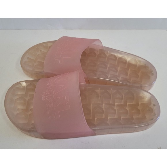 KARL LAGERFELD PARIS KONDO BLUSH PINK Womens Size 8 KARL LOGO POOL SLIDE SANDAL - Picture 5 of 7